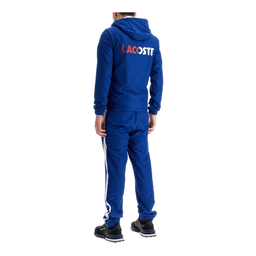 Lacoste Hooded Sport Trainingspak met Diamantpatroon Blue Heren