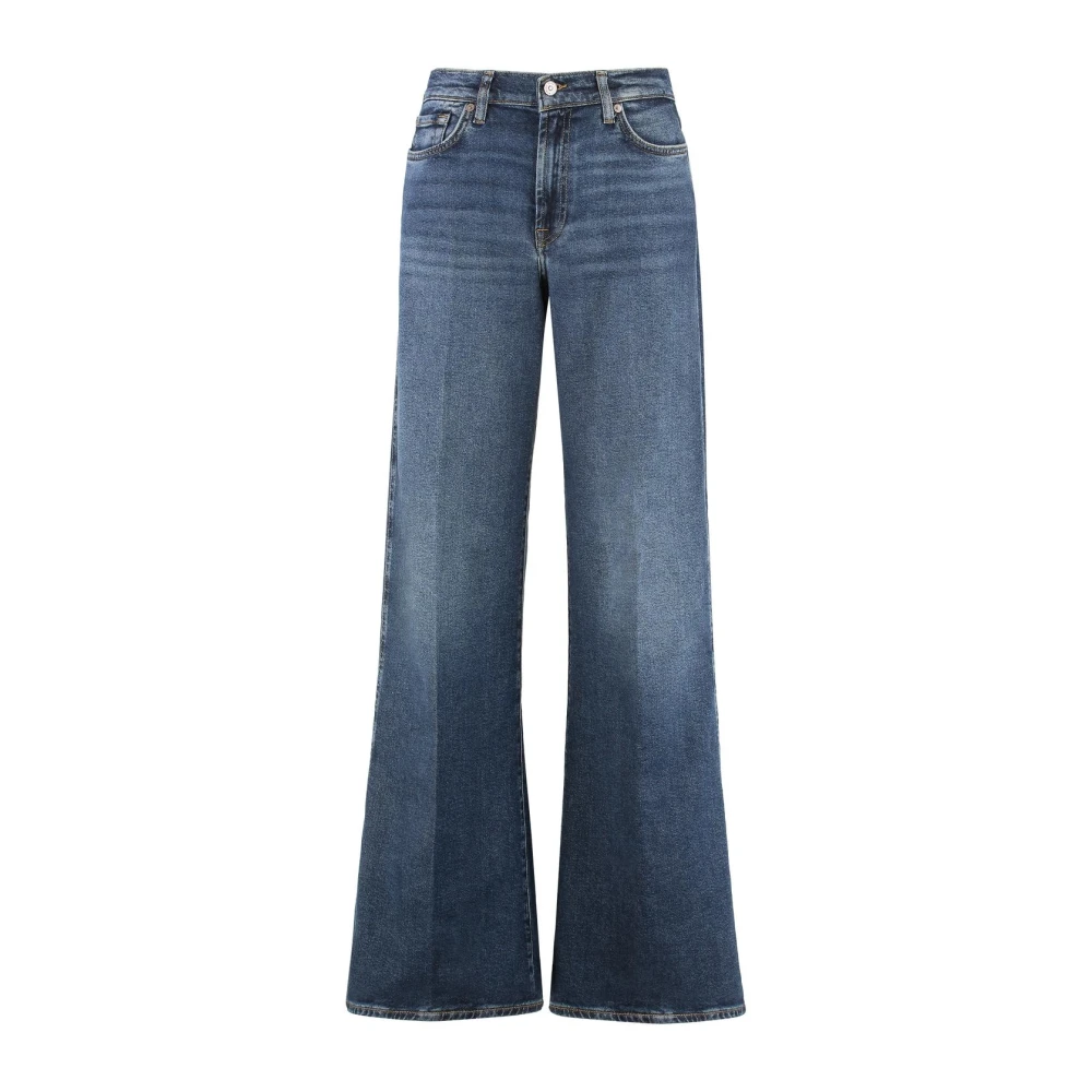7 For All Mankind Blue Lotta Wide Leg Denim Jeans - Female - Wide Jeans - W29 - Jeans