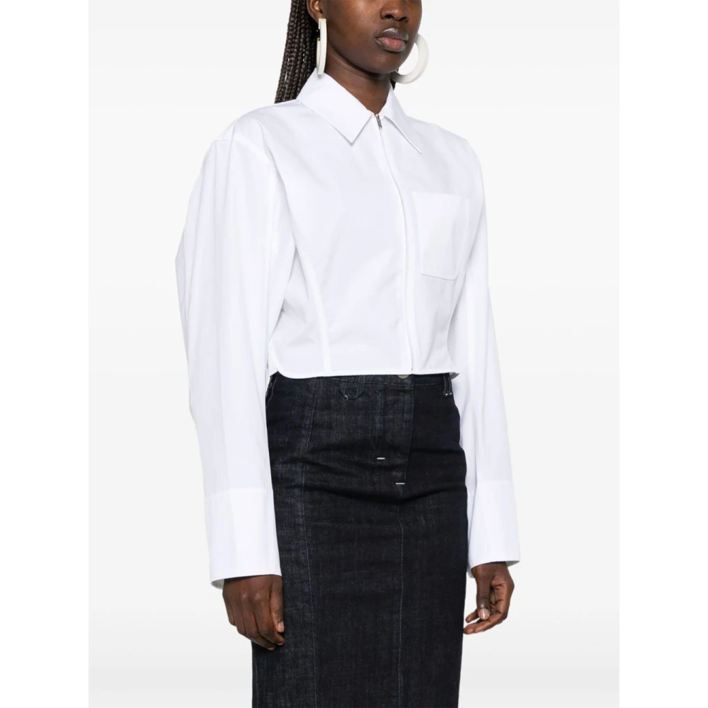 Jacquemus Witte Front Zip Shirt Korte Stijl White Dames