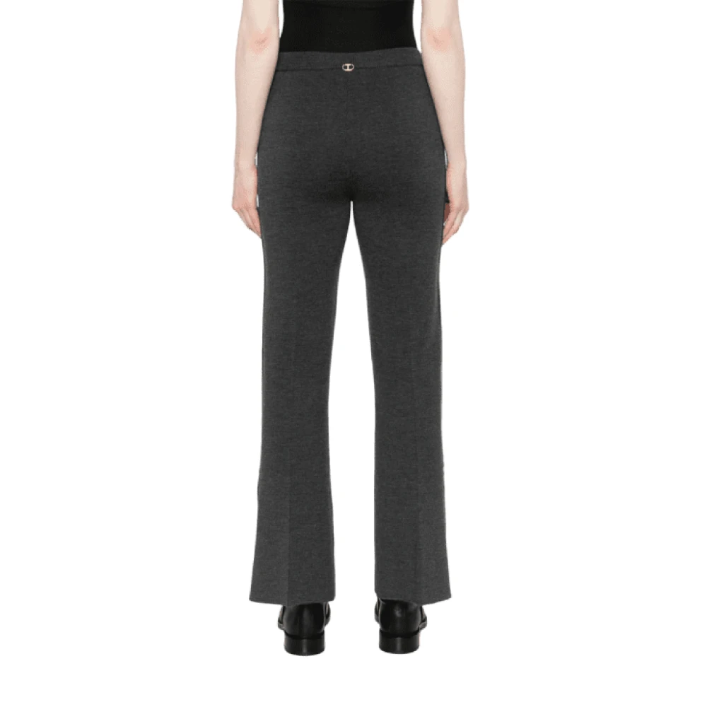 Twinset Antracietgrijze wollen broek met elastische taille Gray Dames