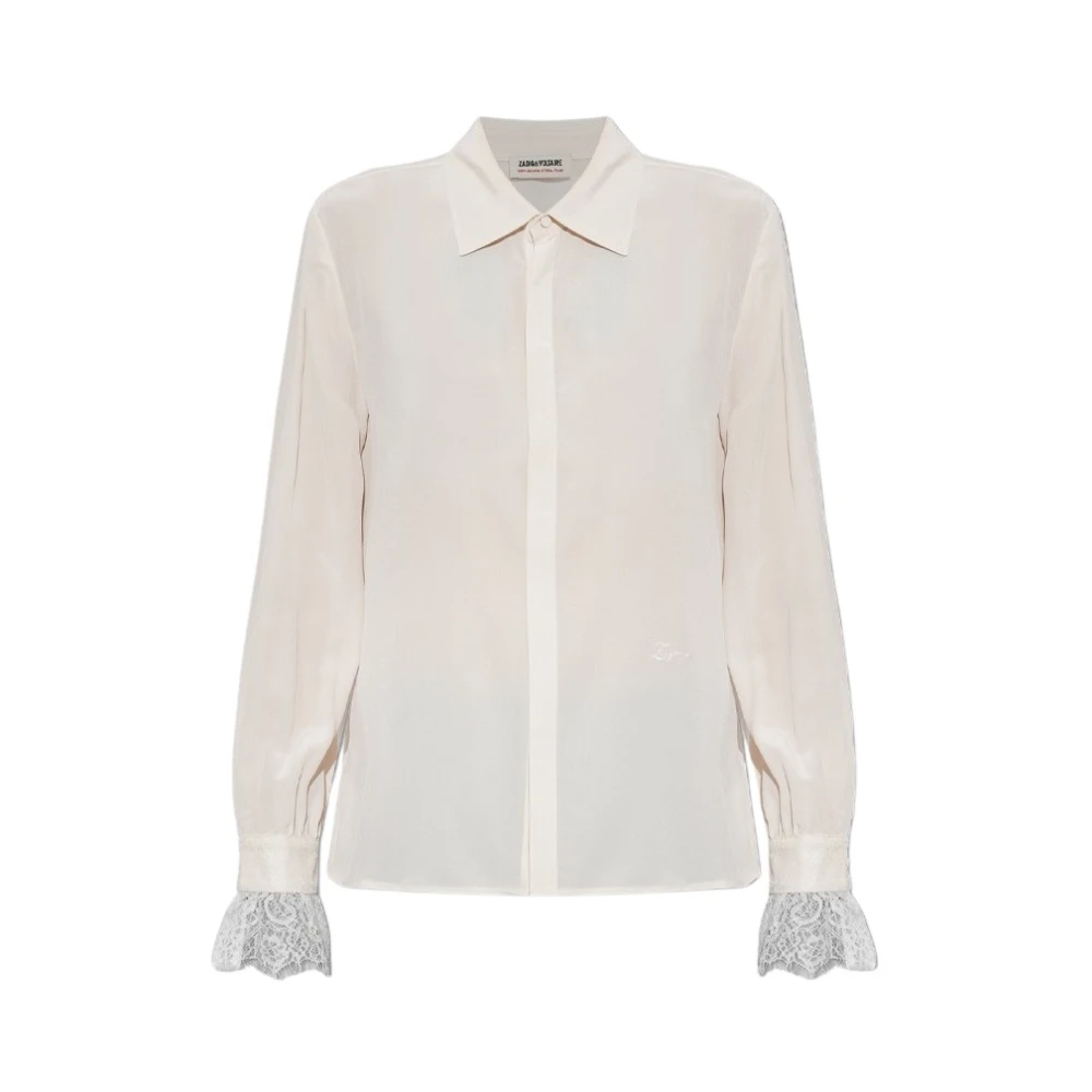 Zadig & Voltaire Donna Ecru Camicia Thely 100% Seta - Immagine 2