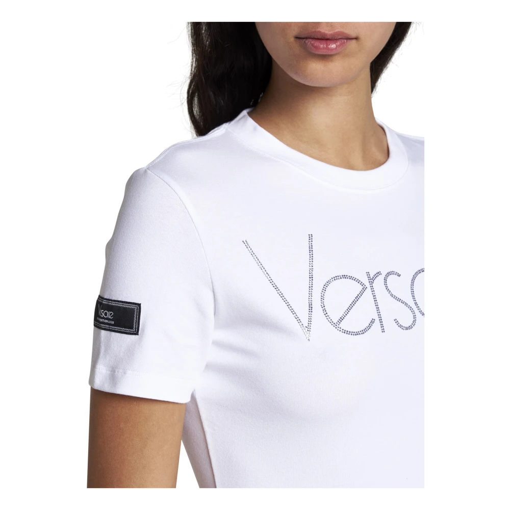 Versace Kristal Logo T-shirts en Polos White Dames