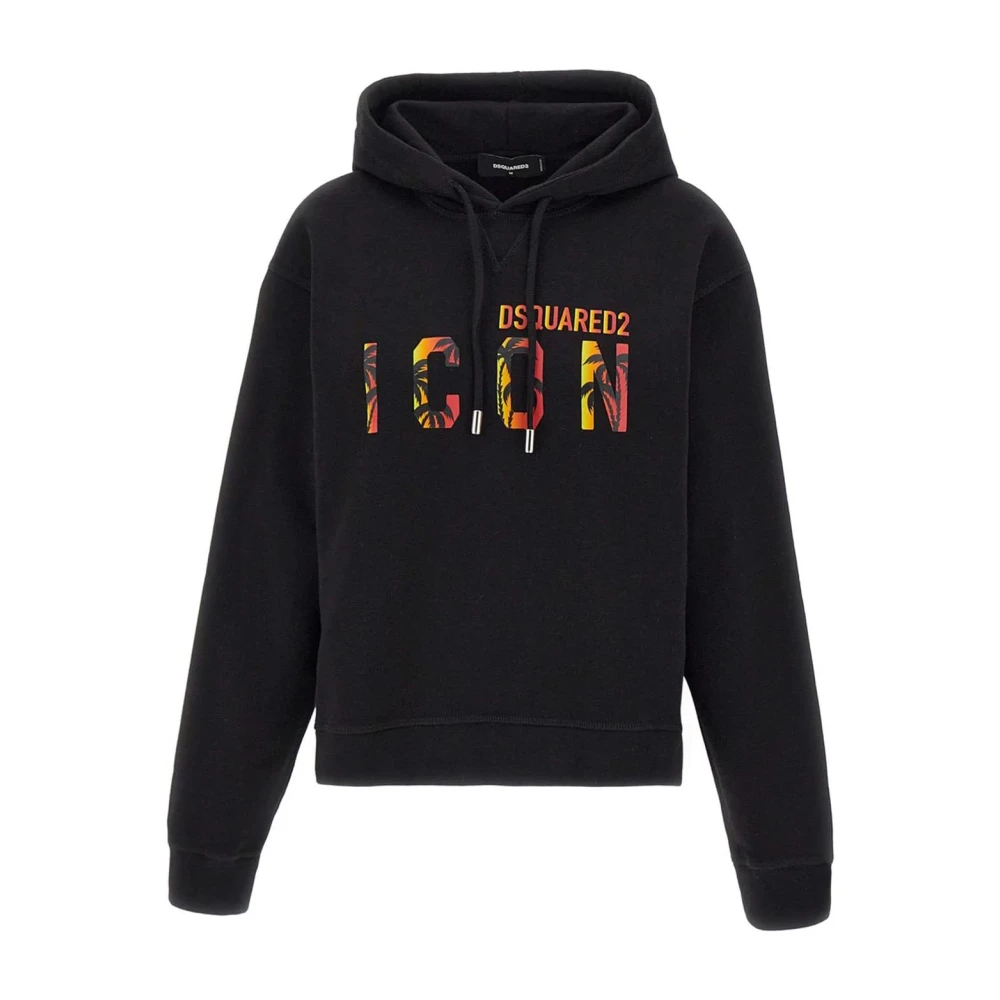 Dsquared2 Logo Print Hoodie Black Dames