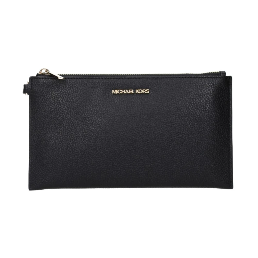 Michael Kors Women's Black Leather Logo Clutch Bag