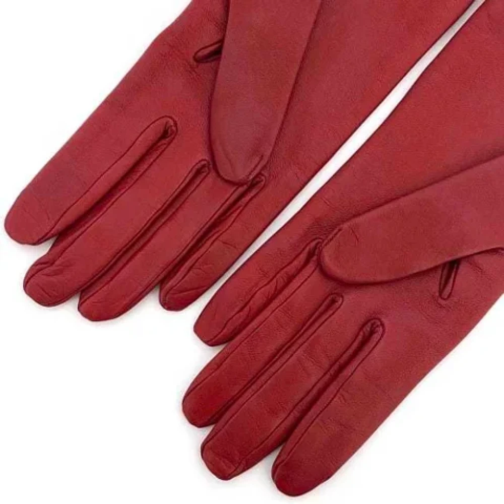 Hermès Vintage Pre-owned Leather gloves Red Dames