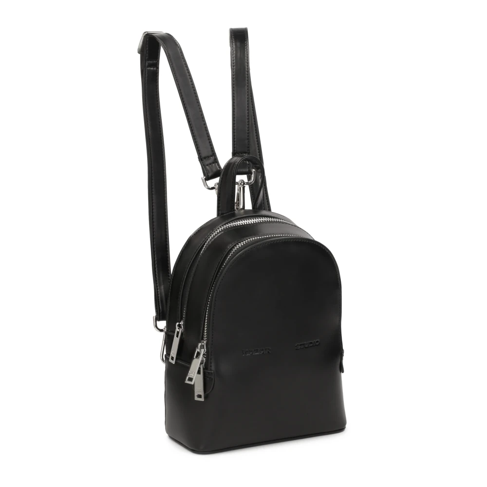 Kazar Studio Kleine zwarte stijve leren rugzak Black Dames