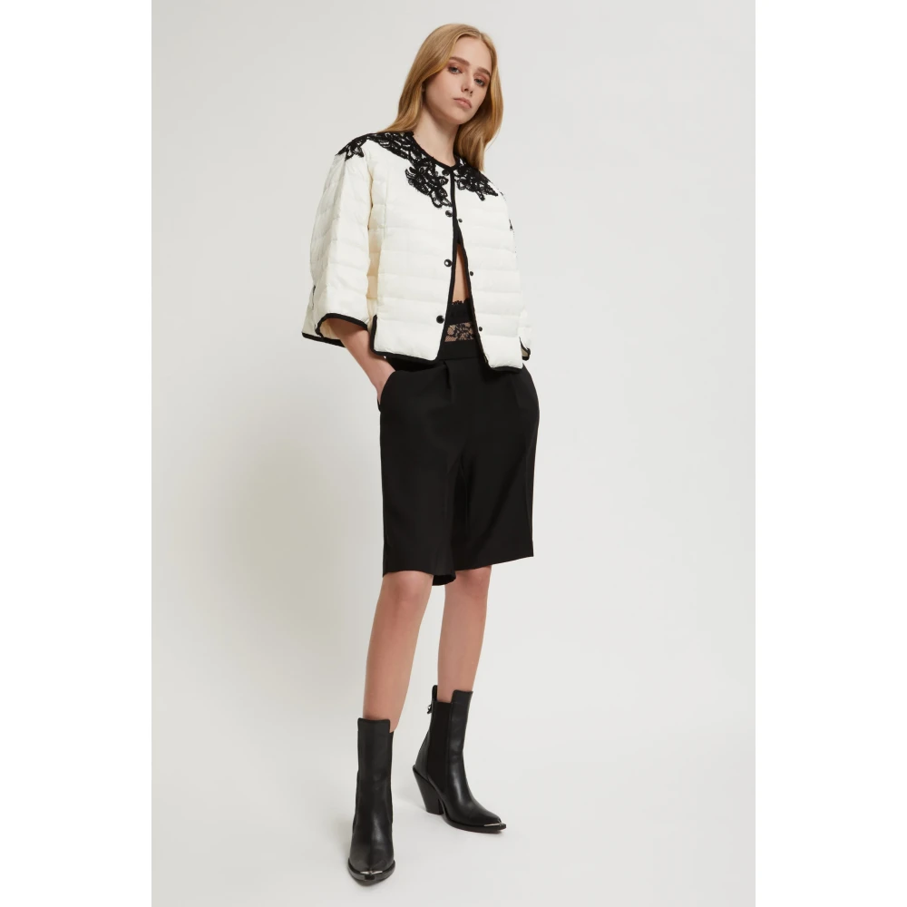 Ermanno Scervino Gewatteerde nylonjas met veren vulling White Dames
