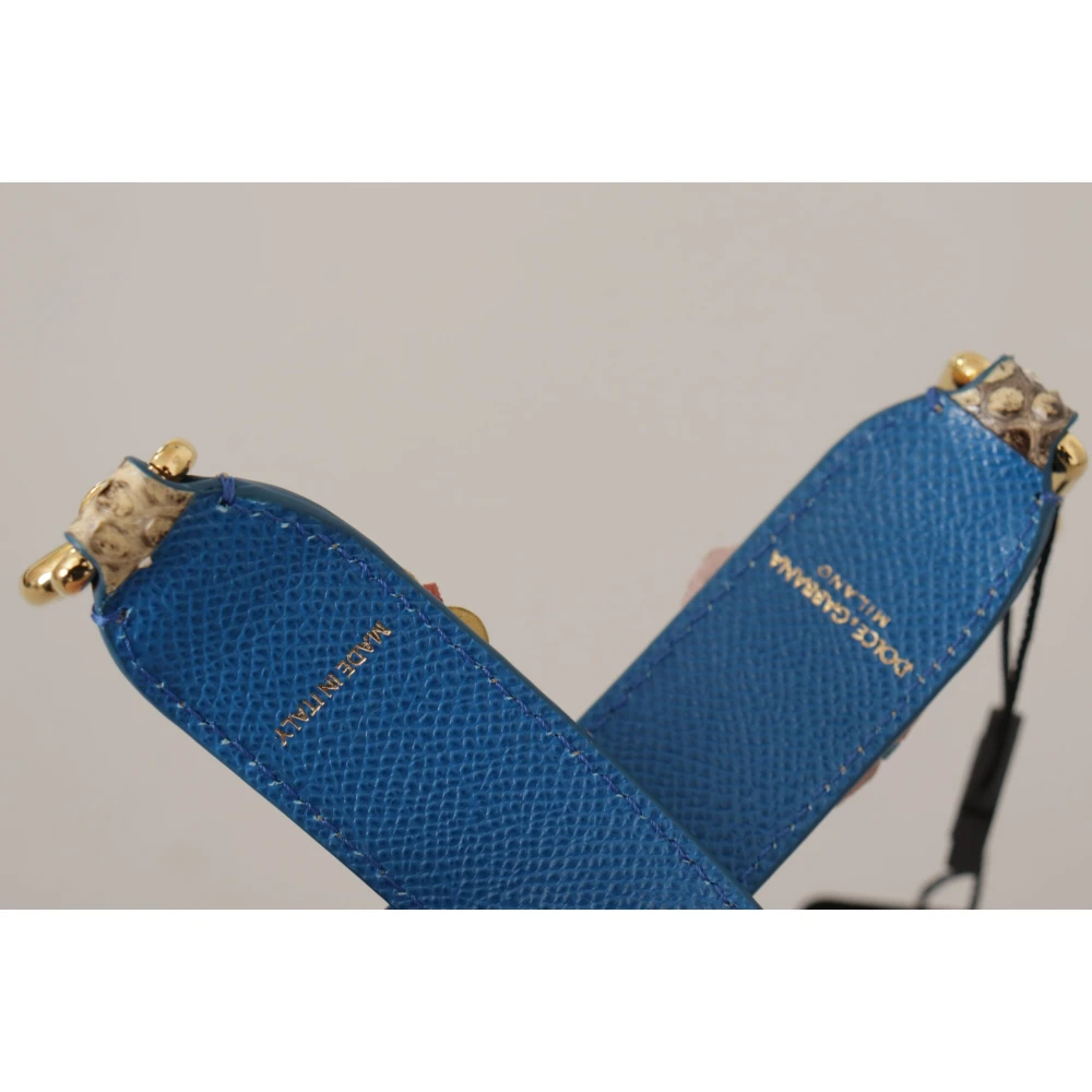 Dolce & Gabbana Python Leren Bloemen Studs Schouderband Beige Dames