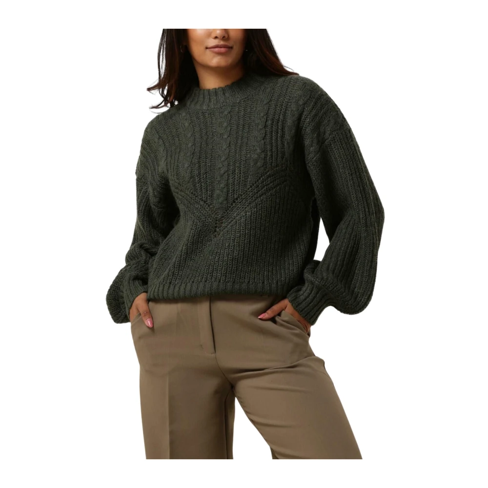 Object Stella Cable Knit Pullover Groen Green Dames