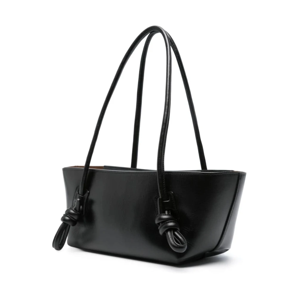 Hereu Zwarte Leren Schoudertas Black Dames