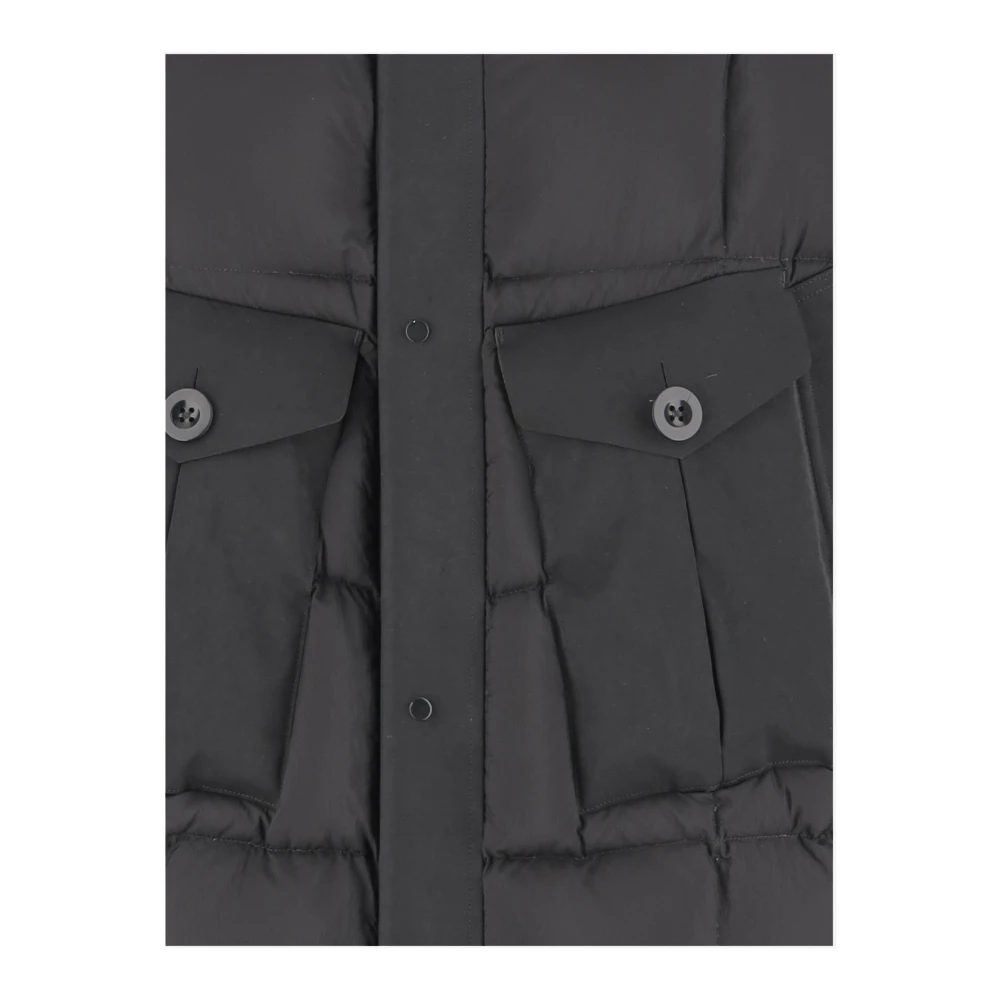 Ten C Zwarte Polyamide Blend Trekkoord Hood Jas Black Heren
