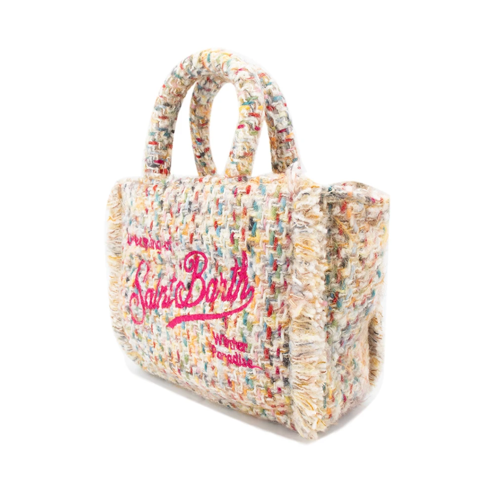 MC2 Saint Barth Fringe Mini Vanity Tas met Rits Beige Dames