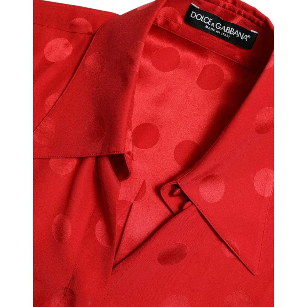 Dolce & Gabbana Rode polka dot zijden blouse top Red Dames