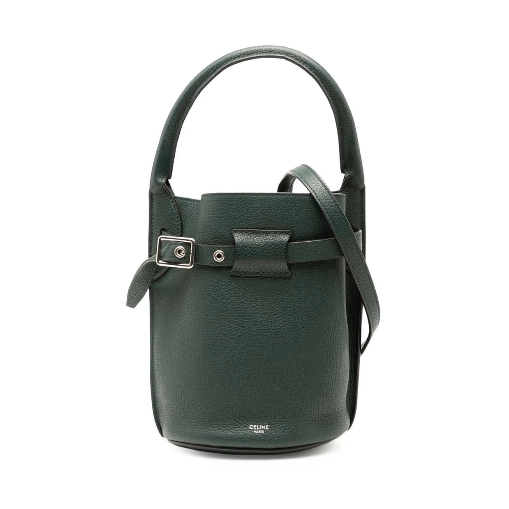 Celine Vintage Women's Green Pre-Owned Leather Bucket Bag