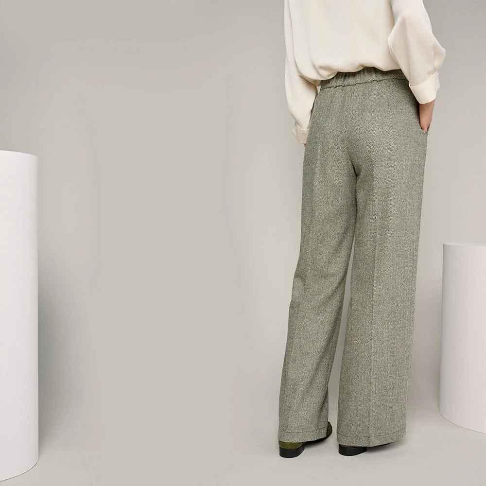 Marie Méro Groene Melange Wijde Broek Green Dames