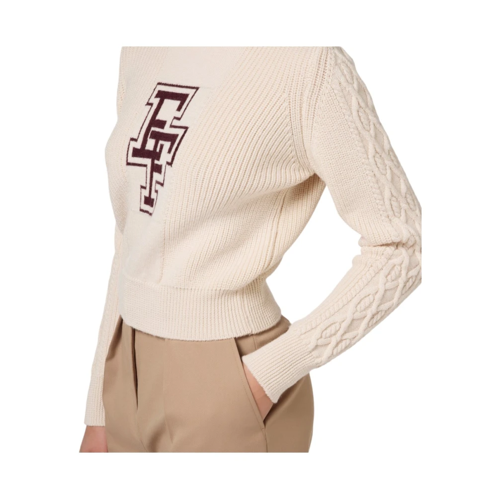 Elisabetta Franchi Stijlvolle Gebreide Top Beige Dames