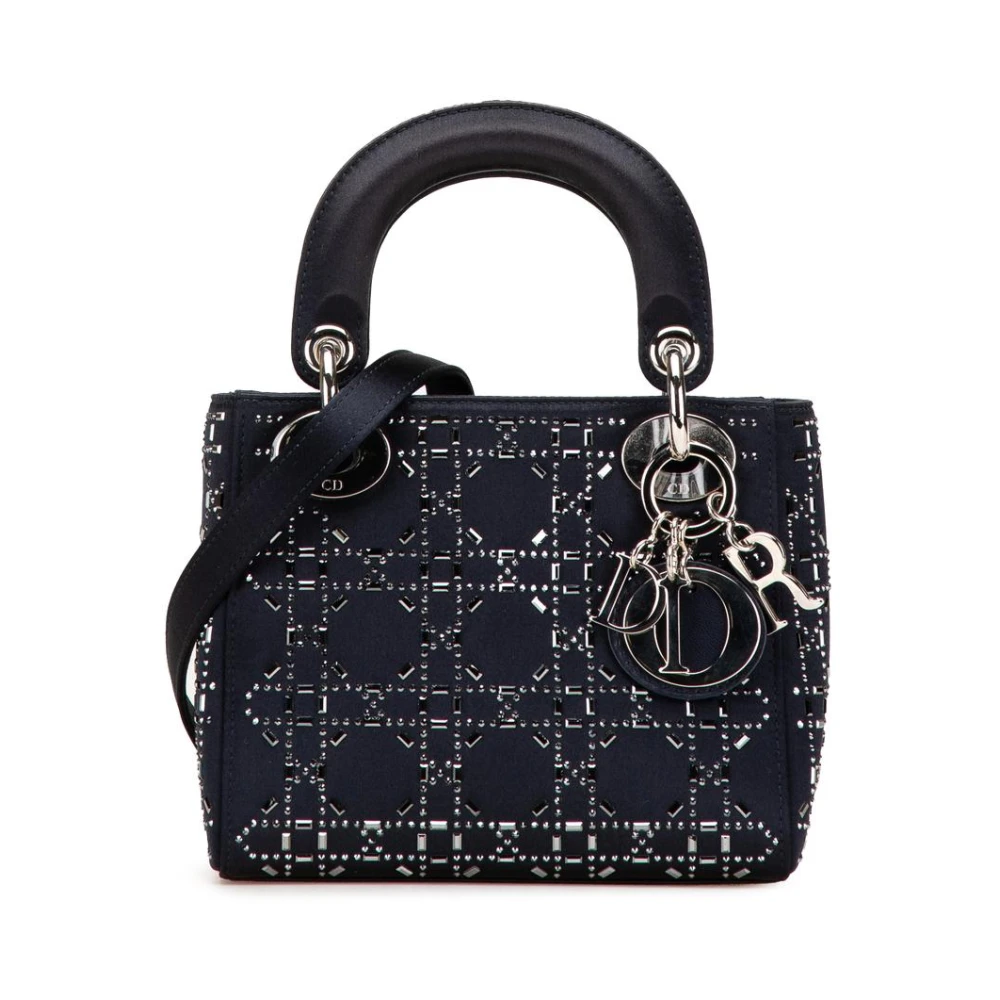 Dior Vintage Women's Blue Pre-Owned Dior Handbag With Crystal Embellishments