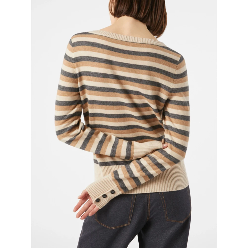 Pennyblack Gestreepte Wollen Trui Super Beige Dames