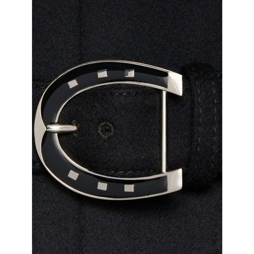 Gucci Zwarte wollen jas met logo-plaque Black Dames