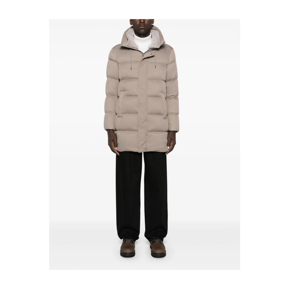 Herno Gewatteerde donsjack met afneembare kraag Beige Heren