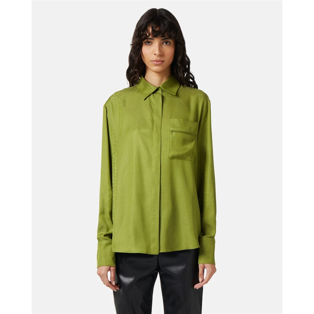 Iceberg Slang Ontwerp Jacquard Viscose Shirt Green Dames