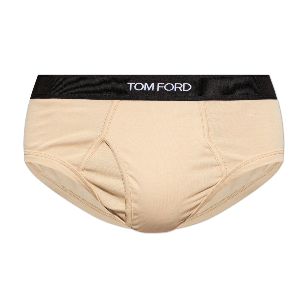 Tom Ford Katoenen slip met logo Beige Heren