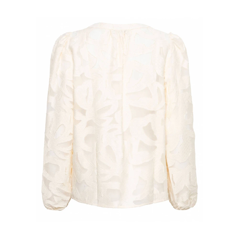 &Co Woman Emily Jacquard Lange Mouw Top White Dames