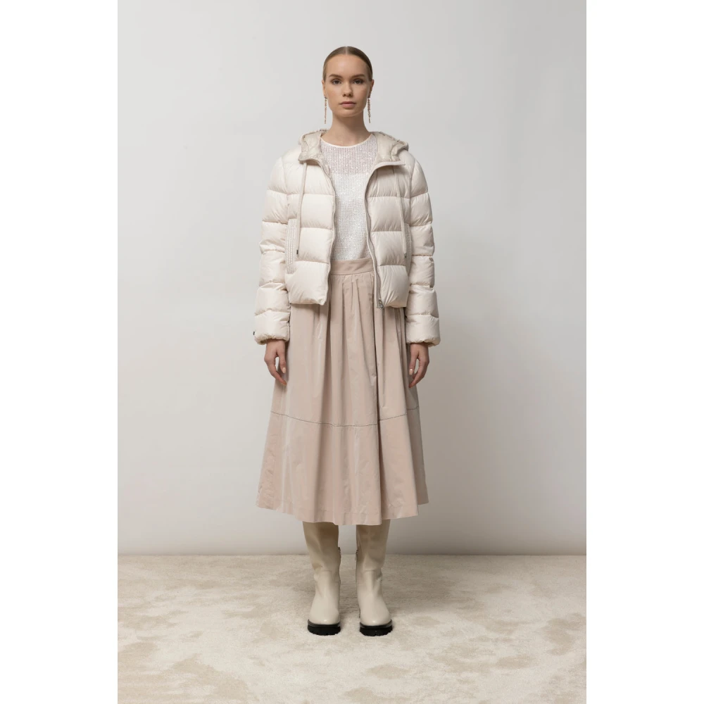 PESERICO Technische tafzijden lange geplooide rok Beige Dames