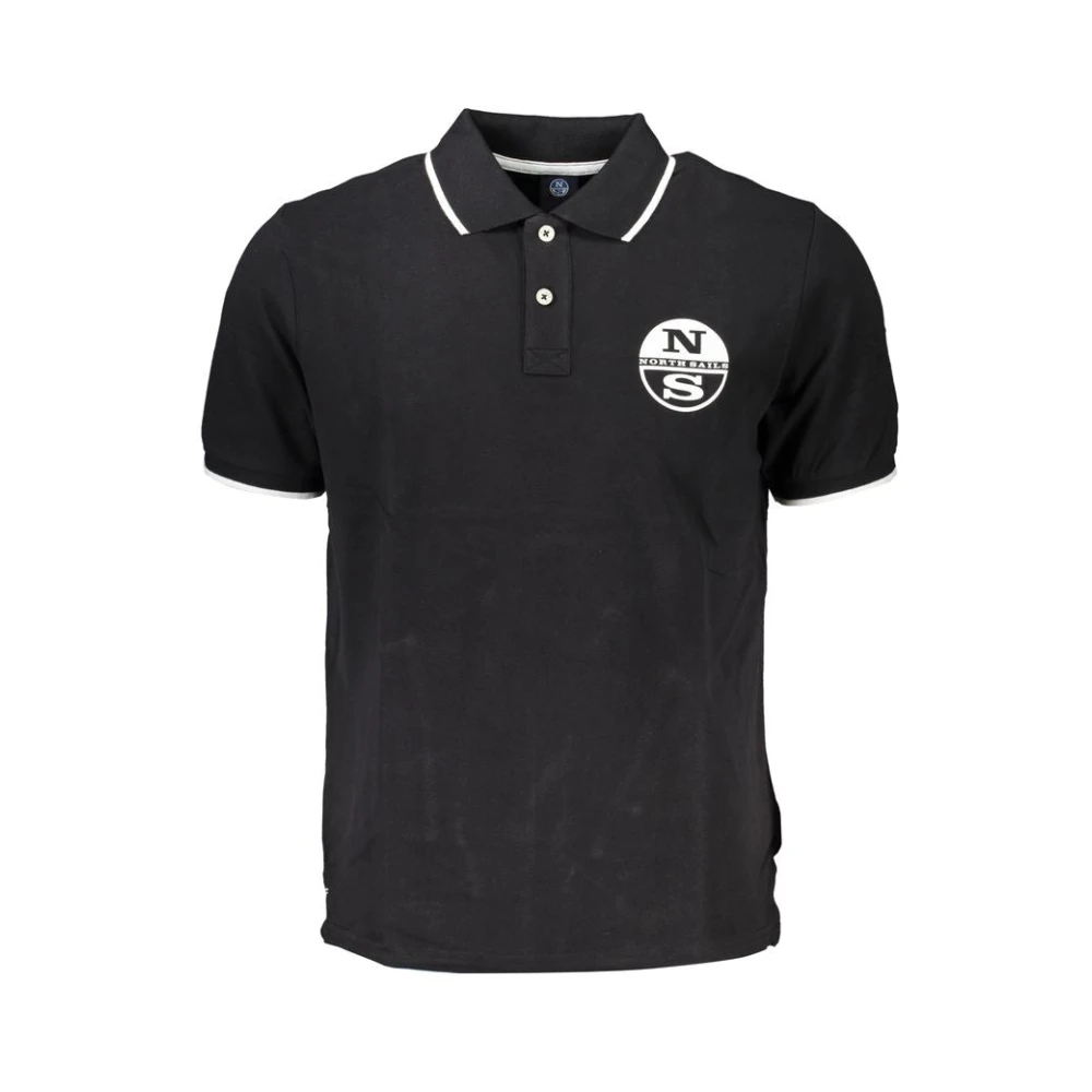 North Sails Homme Noir Tops, Taille: M Polo En Coton Avec Détails Contrastés