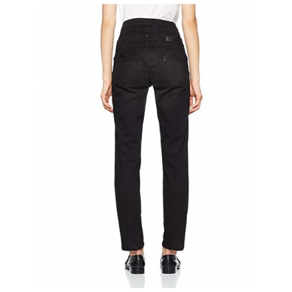 Liu Jo Hoge taille skinny katoenen broek met knoopdetails Black Dames