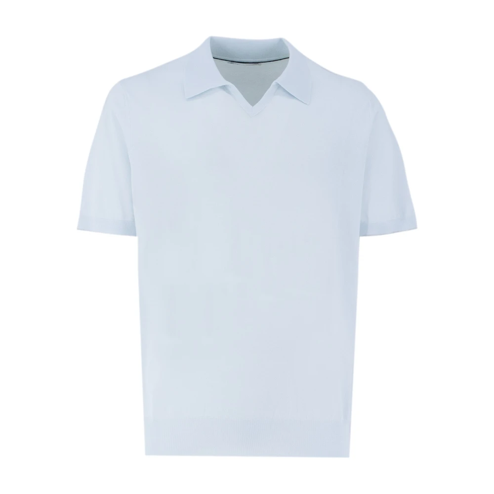 BRUNELLO CUCINELLI Katoenen Gebreide Polo Shirt Slim Fit Blue Heren