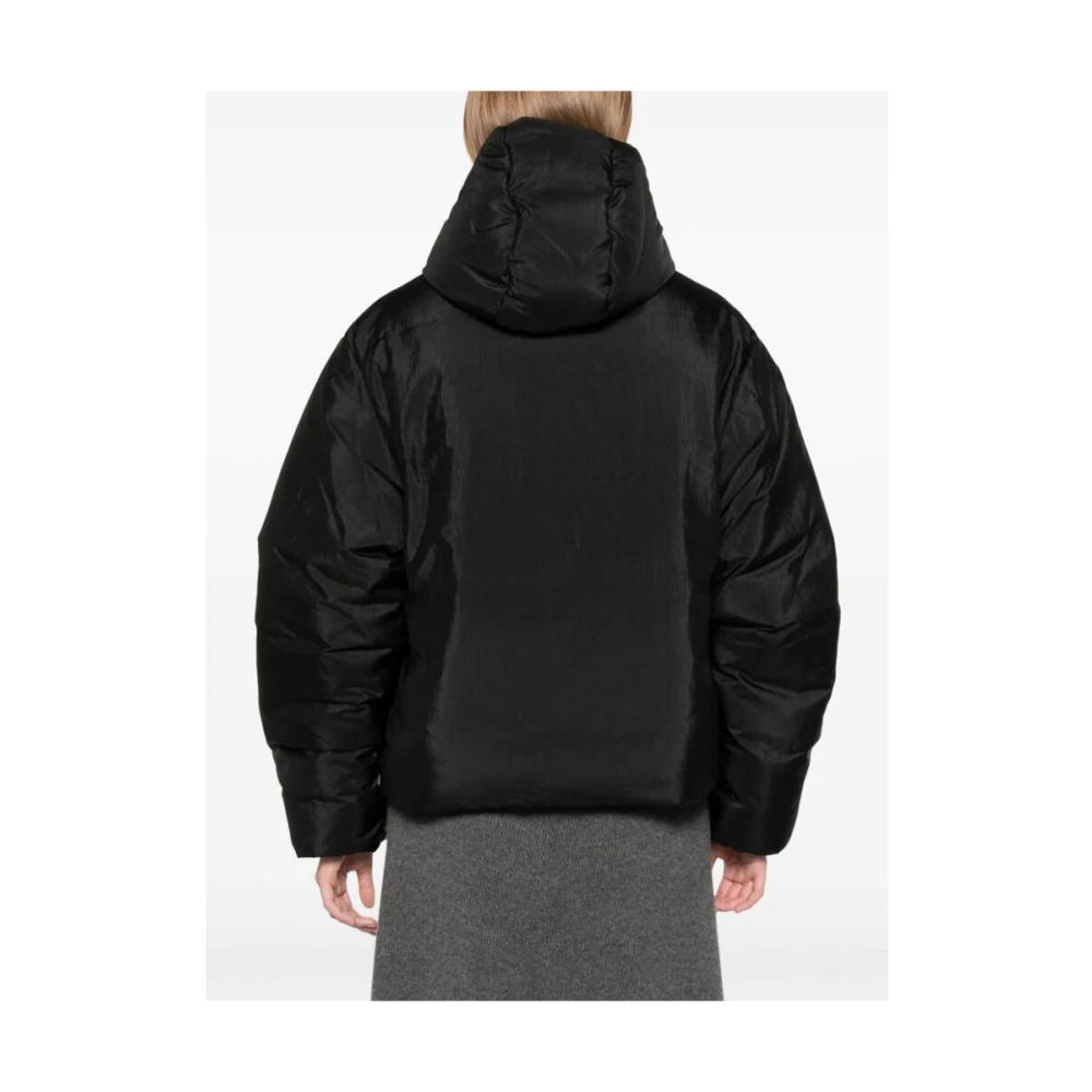 Jil Sander Zwarte Gewatteerde Donsjas Hoge Hals Black Dames