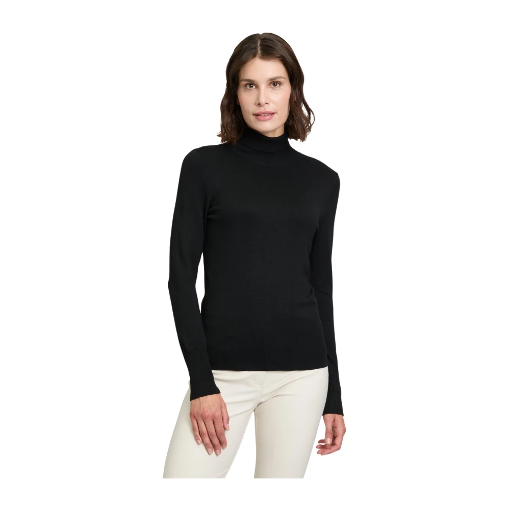 Sort Turtleneck Genser i Fin Strikkekvalitet