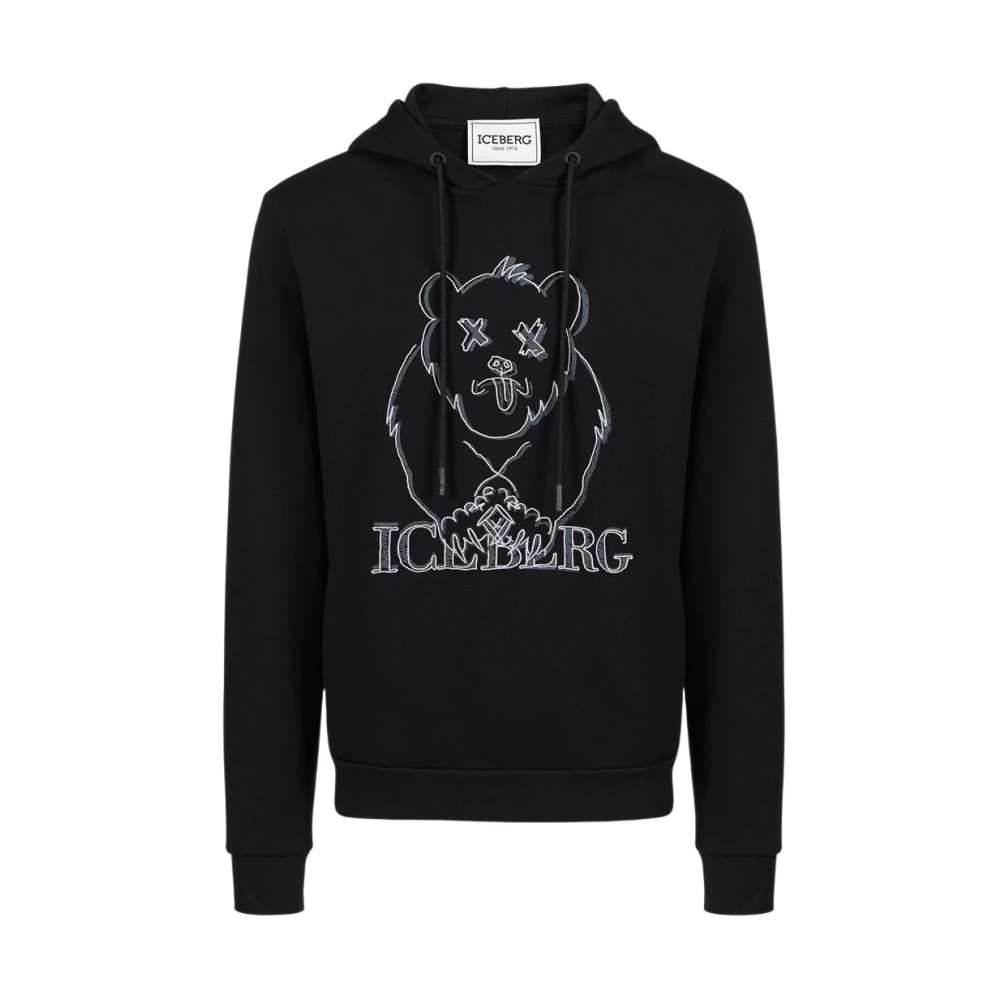 Iceberg Geborduurd Logo Hoodie Sweater Black Heren