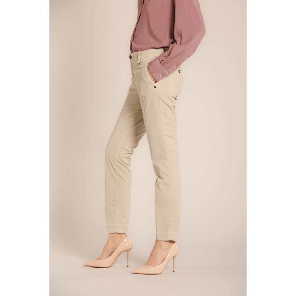 Mason's Curvy Velvet Chino Broek 1000-Gestreept Beige Dames