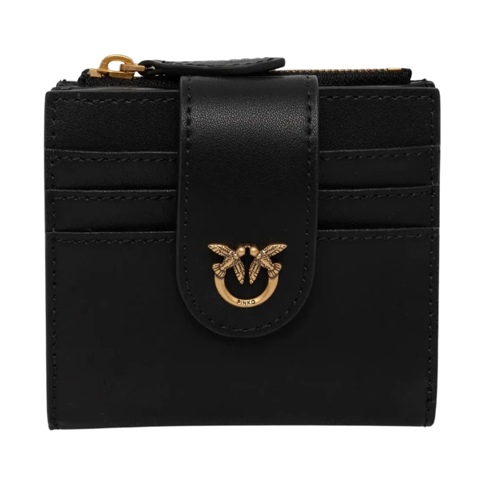 Pinko - Ledergeldbörse Mit Reißverschluss Und Knopfverschluss - Accessories - Damen - Schwarzk - One Size - Bild 7