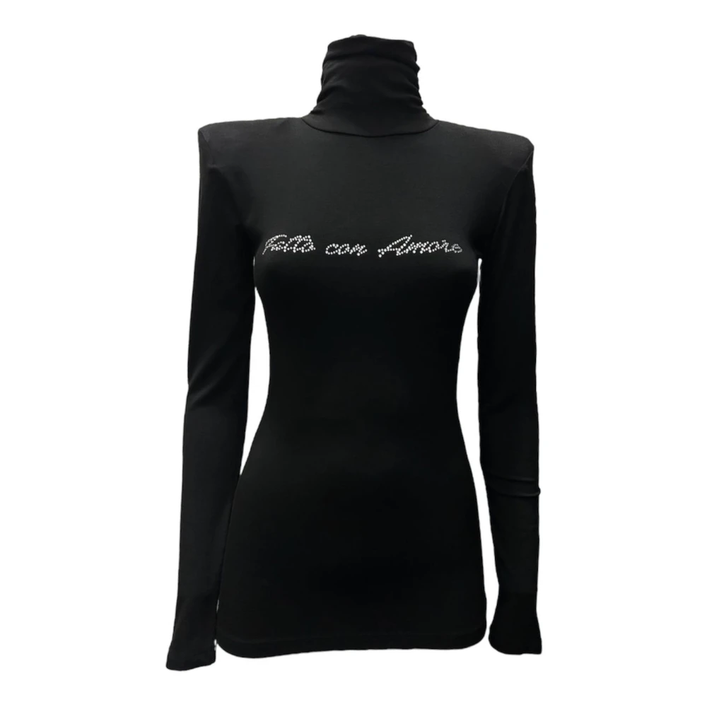 Giulia N Couture Women's Black Turtleneck Jumper - Turtlenecks - 2XS - Knitwear