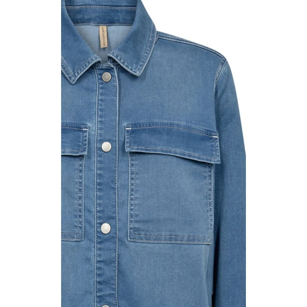 Soyaconcept Denim Blouse met Klassieke Kraag Blue Dames