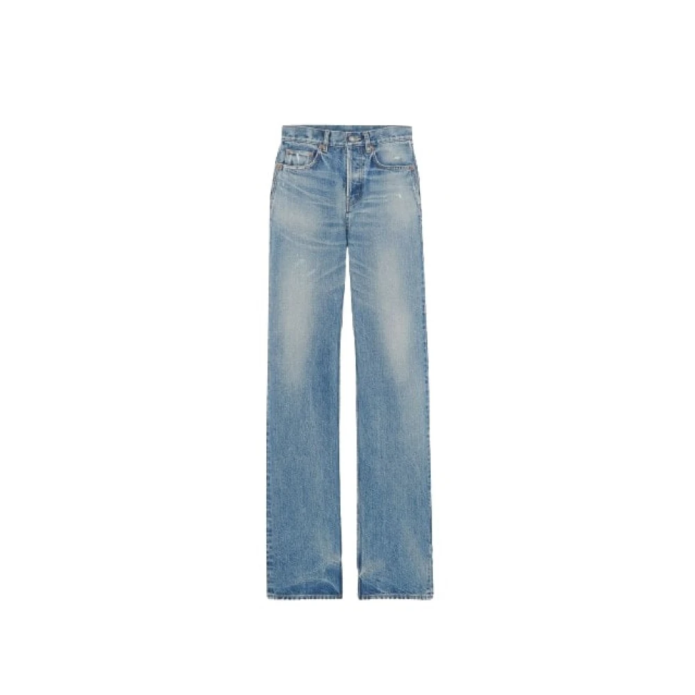 Saint Laurent Lange Rechte Pijp Jeans Blue Dames