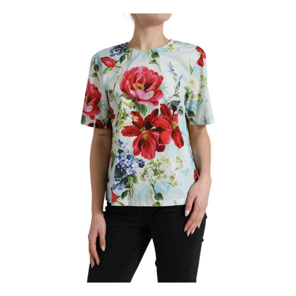Dolce & Gabbana Bloemenprint Korte Mouw Top Multicolor Dames