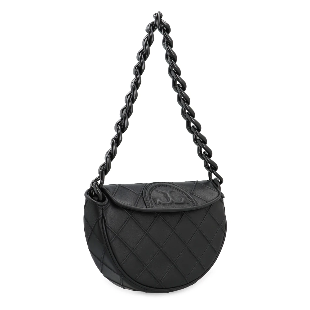 TORY BURCH Mini Leren Schoudertas met Kettinghandvat Black Dames
