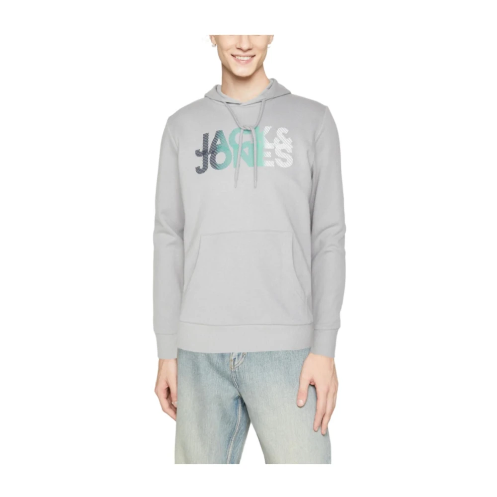 Jack & Jones Men's Gray Hoodies, M, Hooded Sweatshirt