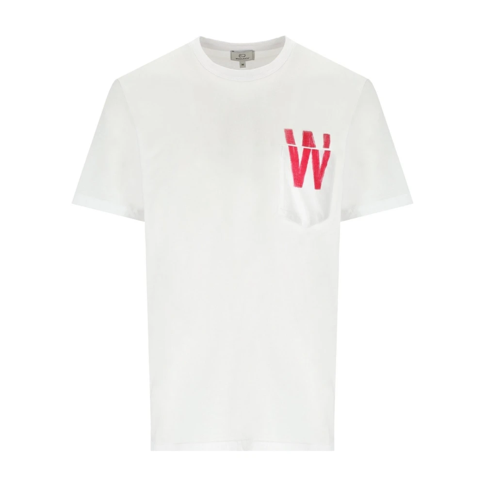 Woolrich Wit Crewneck T-shirt met Zak White Heren