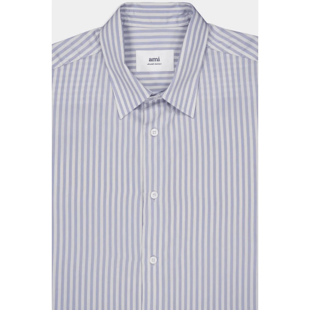 Ami Paris Gestreept korte mouwen overhemd Blue Heren