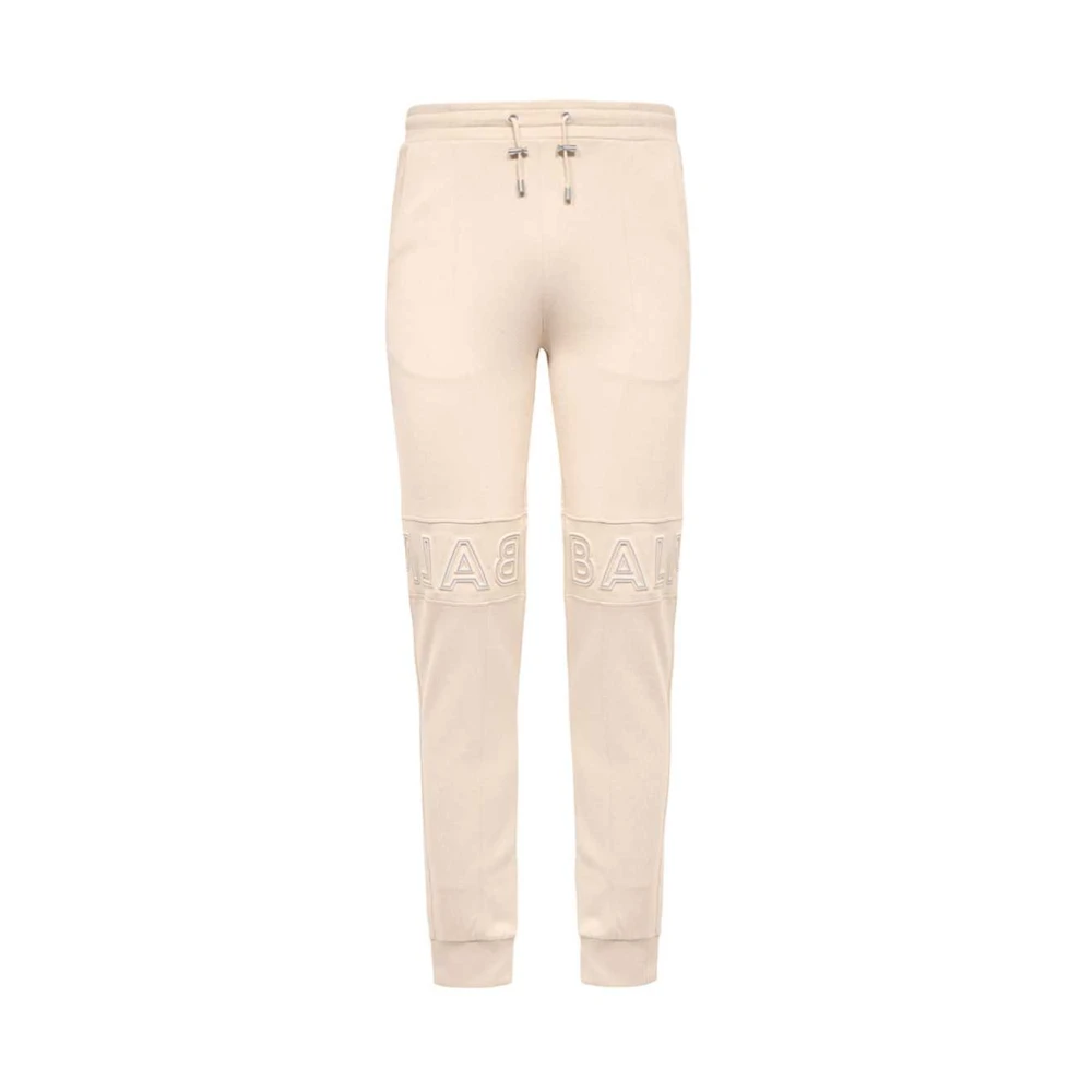 Balmain Katoenen Track-Pants met Elastische Manchetten Beige Heren