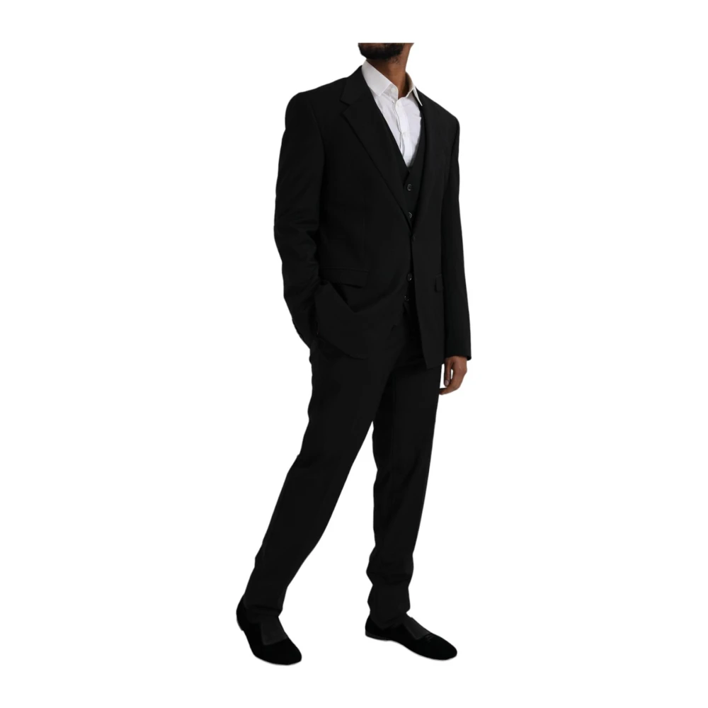 Dolce & Gabbana Zwart 3-delig pak Staff Style Black Heren