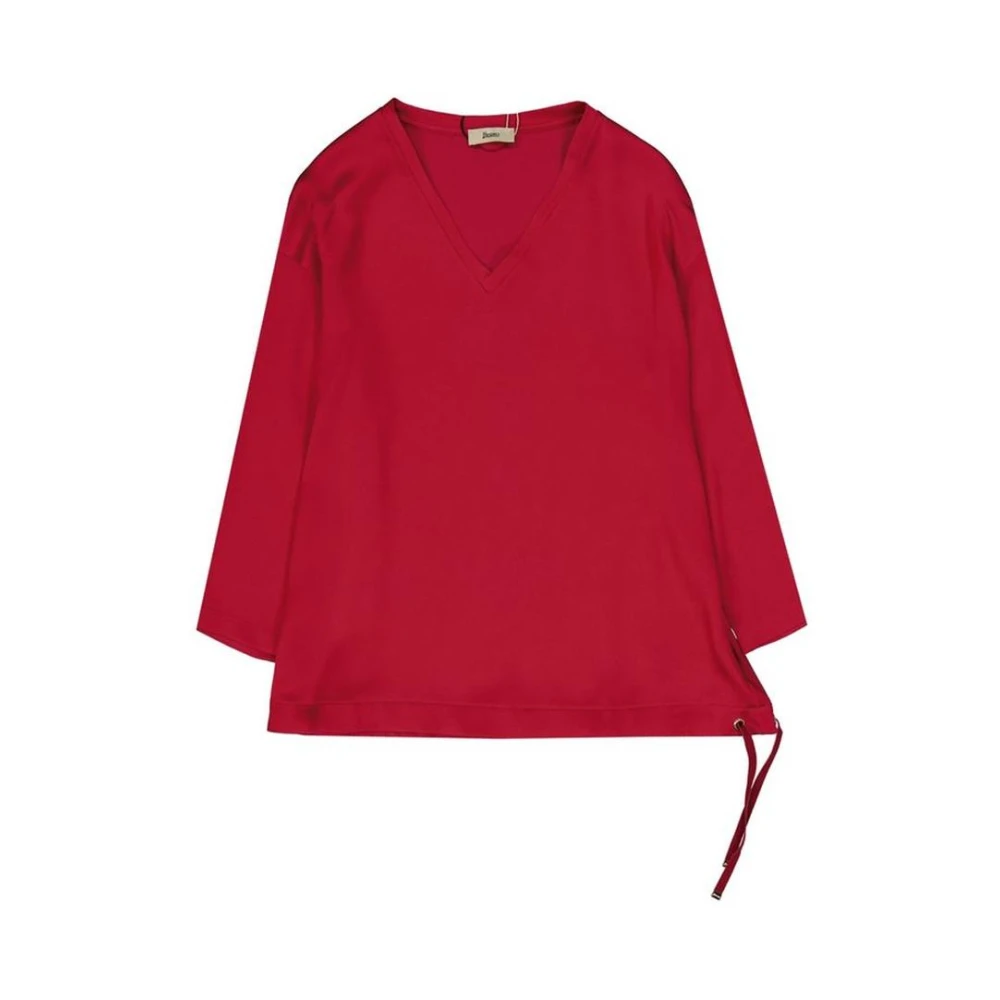 Herno Women's Red Long Sleeve T-Shirts, M, Acetate Tank Top