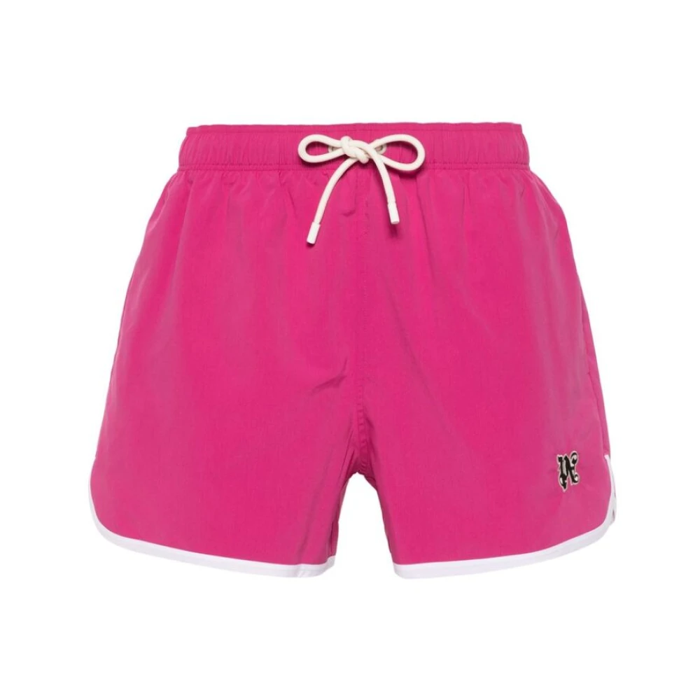 Palm Angels Fuchsia Beachwear met Mesh Voering Pink Heren