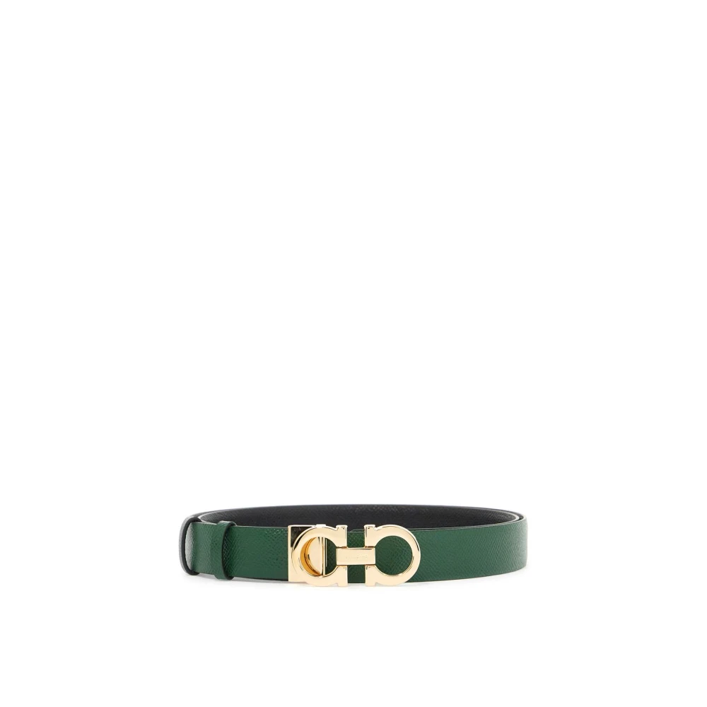Salvatore Ferragamo Omkeerbare Gancini Leren Riem Green Unisex