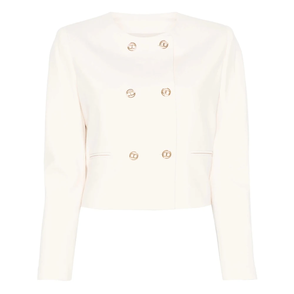 Twinset Double-breasted jas met ovale knopen White Dames